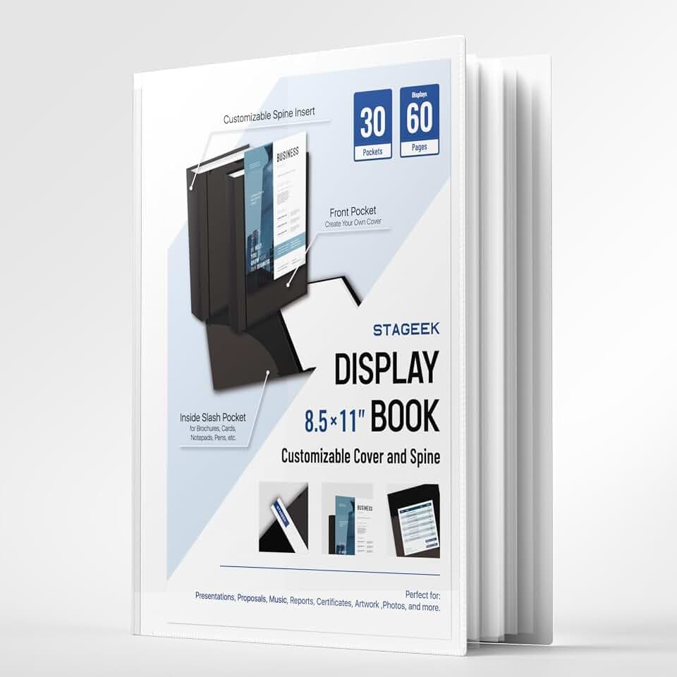 STAGEEK 30-Pocket Portfolio Binder Display 60 Pages, 8.5x11