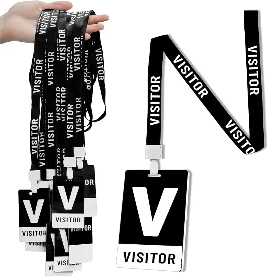 25 PVC Visitor Badge lanyards and Plastic Pass Cards,Perfect for Visitor Access,Visitor Concerts,Parties,Company Campus School Exhibition Guest and for Event Visitors (Black)