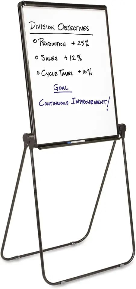 Quartet Easel, Standard, 70" High, Adjustable, 27" x 34" Whiteboard, Reversible, Flip Chart Holder, Ultima, Black Frame (101EL)