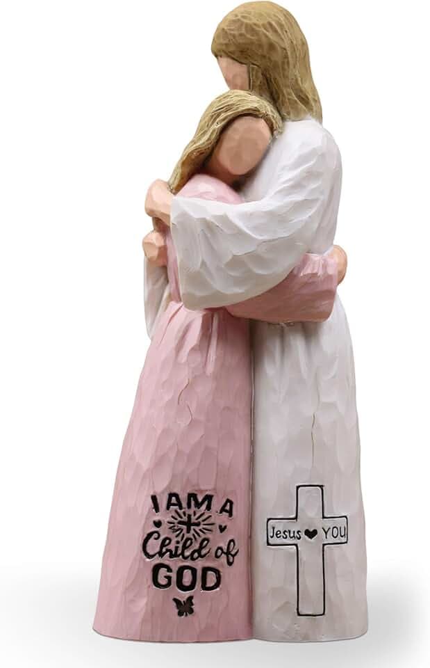 Christian Gifts for Women, Religious Baptism Gifts Figurine, Pink