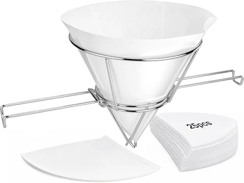 10-inch Conical Filter Holder Set – Professional Syrup and Frying Oil Filter Holder with 25 Filter Papers, Commercial Grade, Suitable for Maple Syrup, Kitchens, Restaurants, and Food Trucks
