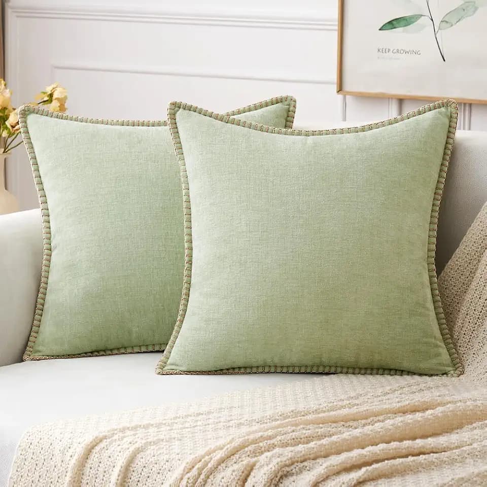 MIULEE Decorative Couch Throw Pillow Covers 16x16 Inch Light Green 2 Pack