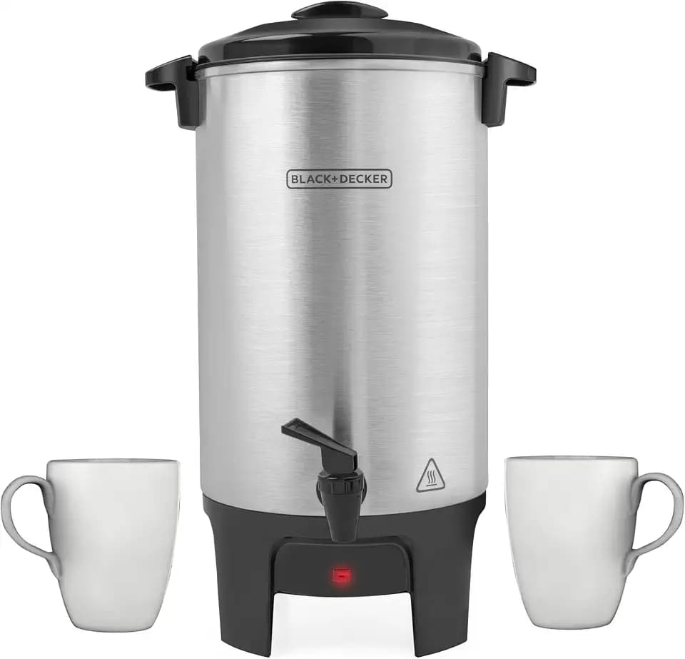 BLACK+DECKER 40-Cup Coffee Urn, Fast Brew with Drip-Free Spigot, Black