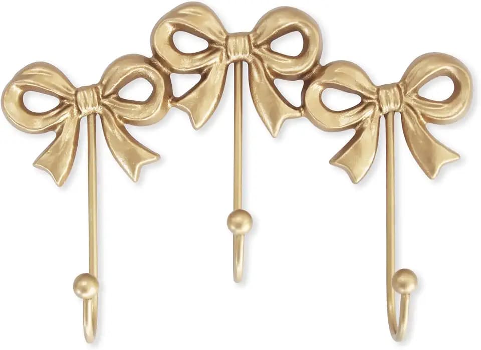 Small Gold Bow Wall Hook,Gold Cast Iron Hook,Size:8.27x5.59 inches