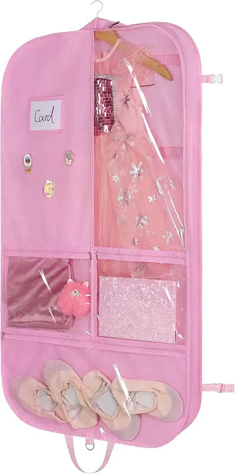 Univivi 40 Inch Dance Costume Garment Bags for Dancers, Pink
