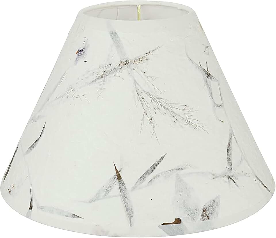 Aspen Creative 58752A, Hardback Empire Transitional UNO Lamp Shade, Off White with Leaves and Petals in Paper, 4" Top x 10" Bottom x 7" Slant Height, Slip 33mm