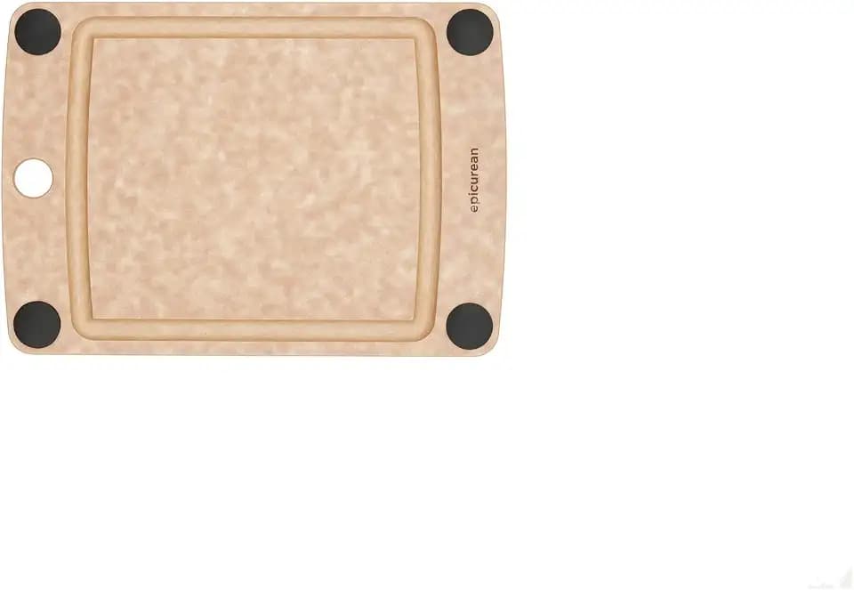 Epicurean All-In-One Cutting Board with Non-Slip Feet and Juice Groove, 10" × 7", Natural/Black
