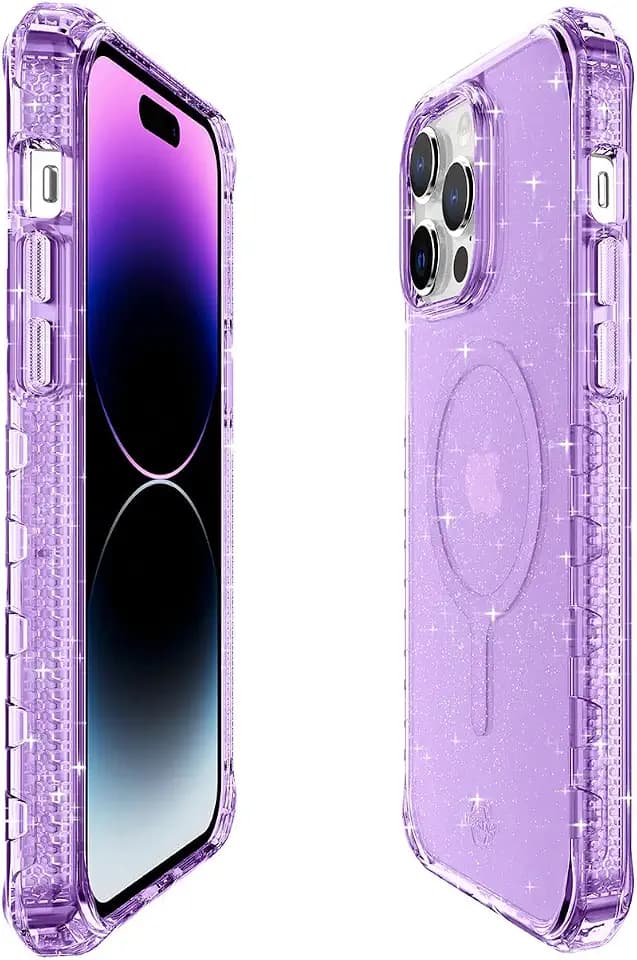 ITSKINS Supreme R // Spark Magnetic Protective Phone Case Compatible with iPhone 14 Pro, Compatible with MagSafe, Slim Hybrid Case, Anti-Yellowing, Military Shockproof Cover - Spark Light Purple