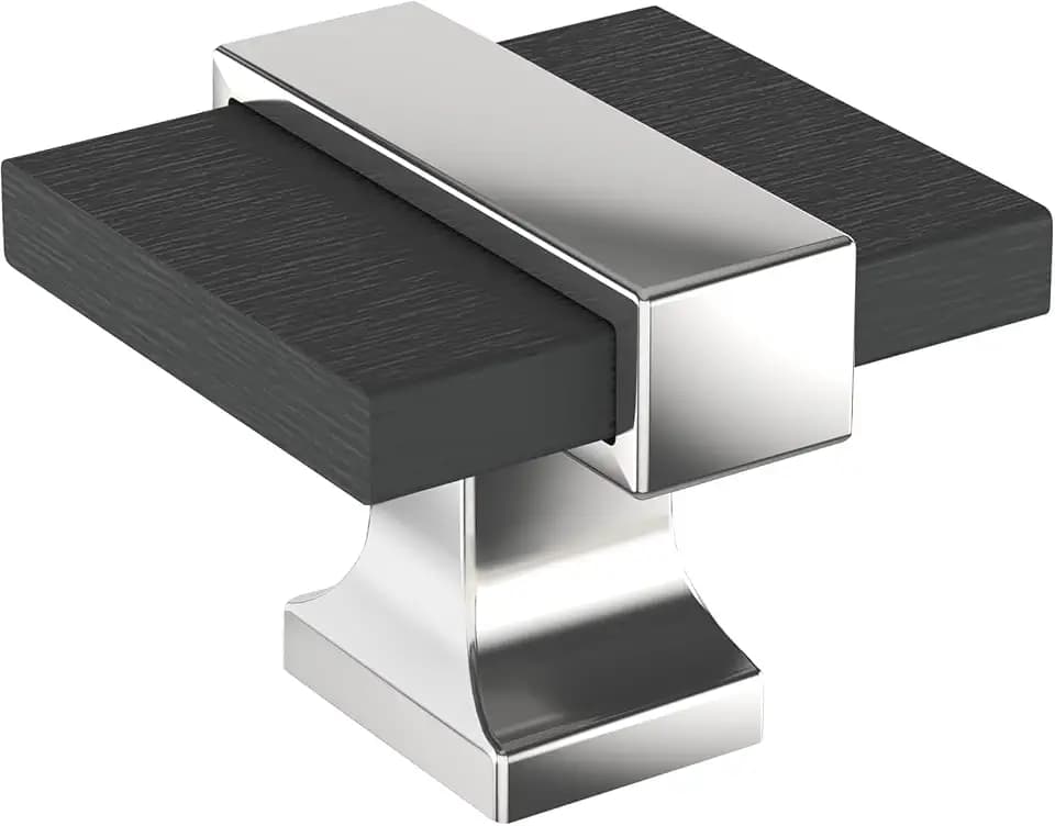 Amerock 1-3/8" Overton Brushed Matte Black/Polished Chrome Cabinet Knob