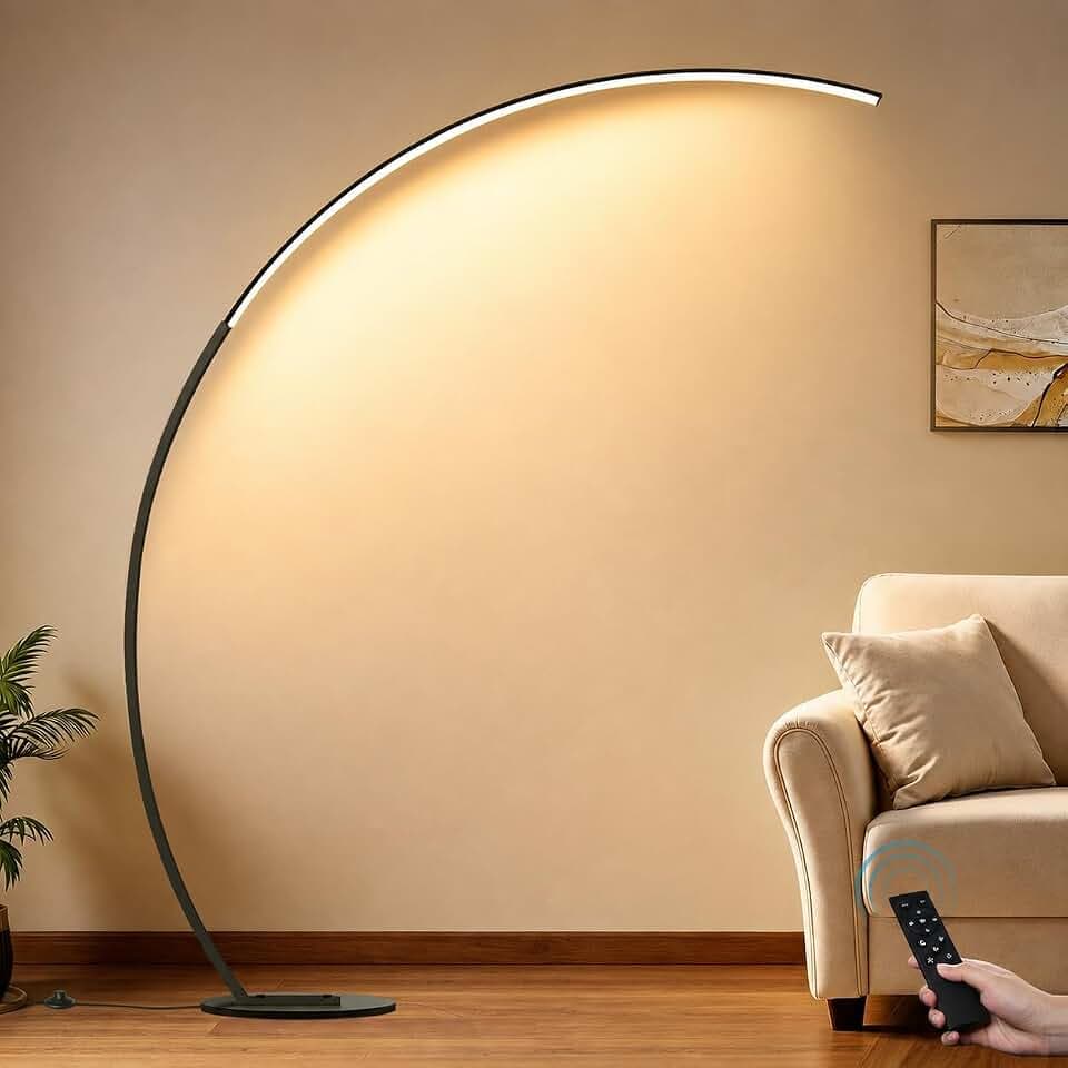Dimmable LED Lamps for Living Room with 3 Color Temperatures, Ultra Bright 2000LM Arc Floor Lamps, Modern Standing Tall Lamp with Remote Control Reading Floor Lamp for Bedroom Office Classroom