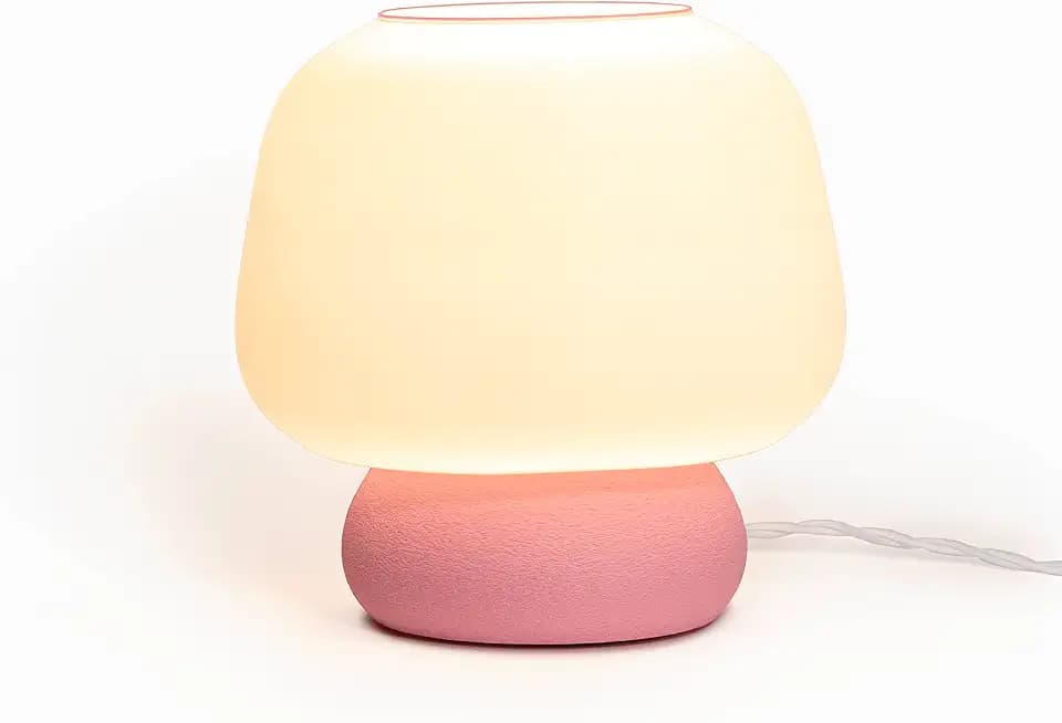 JONATHAN Y Portobello 10" 3D Printed Table Lamp, White/Light Pink