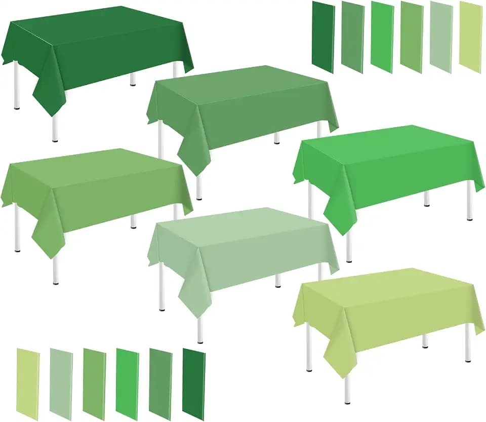 Whaline 24 Pcs Green Plastic Tablecloth 6 Gradient Green Rectangle Table Cover Waterproof Table Cloth for Wedding Birthday Decoration Supplies, 54 x 108 Inch
