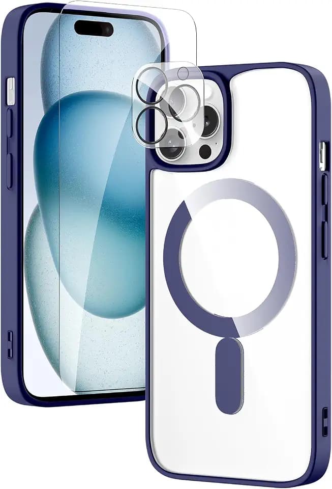 5 in 1 Magnetic Case for iPhone 15 Pro Max, 10ft Drop-Proof Phone Case with Magnetic Ring, 2Pcs Anti-Scratch HD Screen Protector, 2Pcs Lens Protector (Modena, iPhone 15 Pro Max 6.7'')