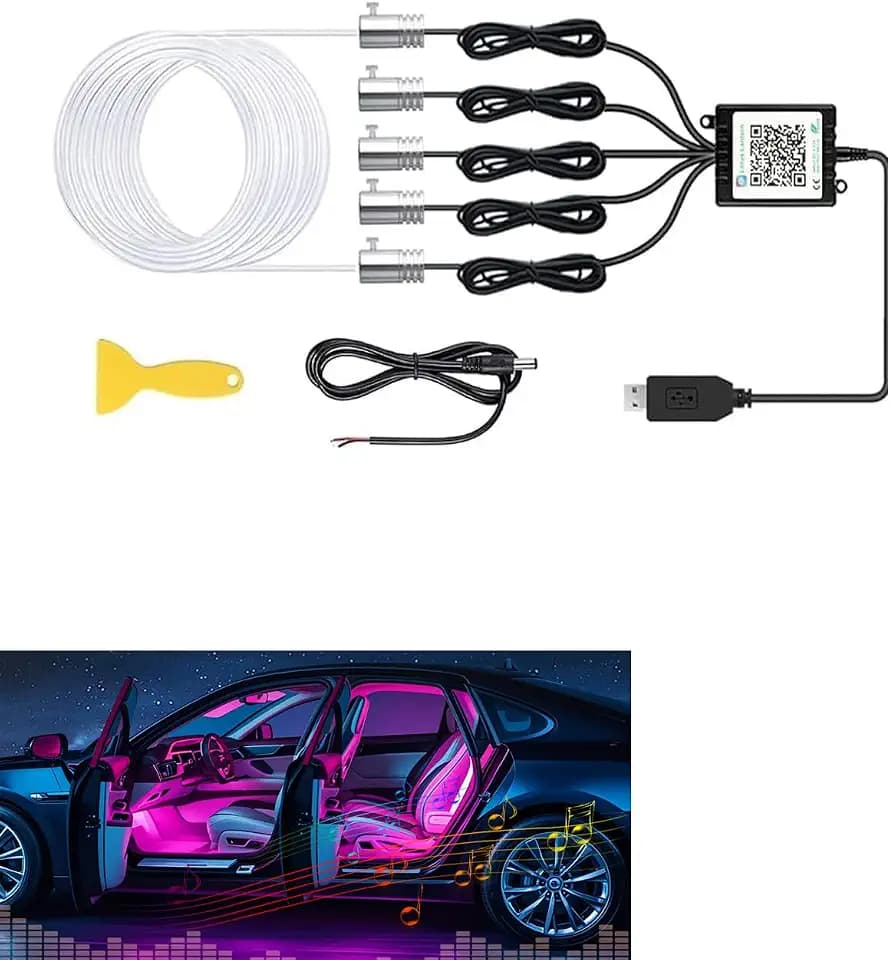5 IN 1 Auto Ambientebeleuchtung, RGB LED Innenbeleuchtung Streifenlichter