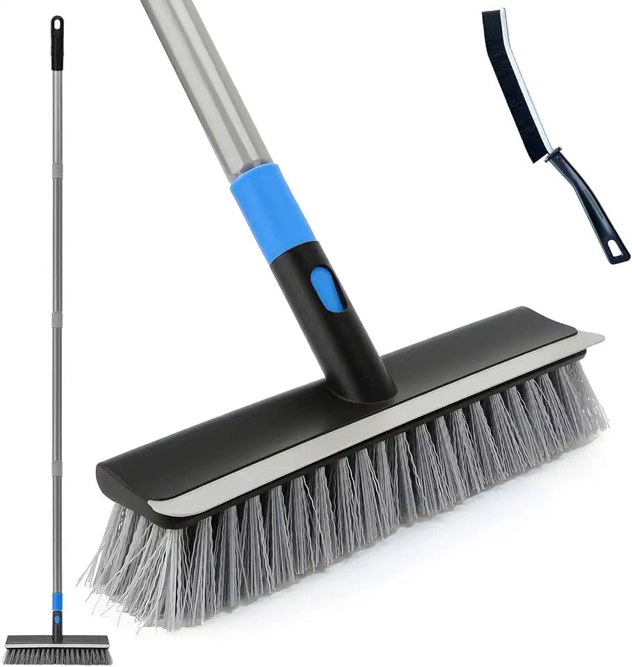 KeFanta Deck Brush with 56" Long Handle, 2 in 1 Floor Scrub Brush