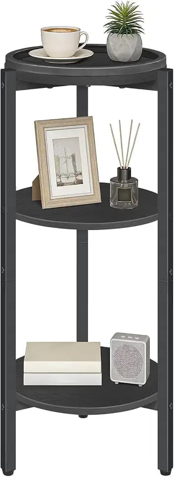 HOOBRO Small Round Side Table, 3-Tier Circle End Table for Small Space