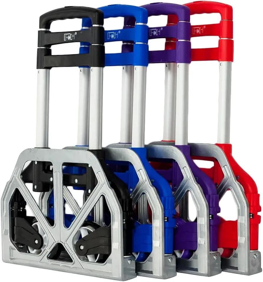FCH Folding Hand Truck Aluminum Portable Folding Hand Cart 155lbs Capacity Hand Cart and Dolly Ideal for Home, Auto, Office,Travel Use,Blue