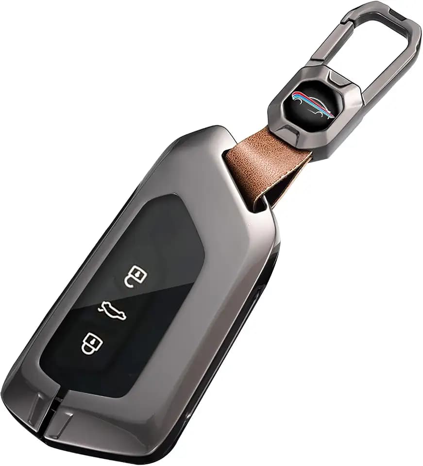 Autoschlüssel hülle Passt für VW Golf 8 Mk8 Multivan T7 Leder Schlüsselhülle Schutzhülle Passt für Skoda Octavia Enyaq Seat Leon MK 4 Cupra Schlüsselbund Schlüsseletui Fernbedienung-Braun