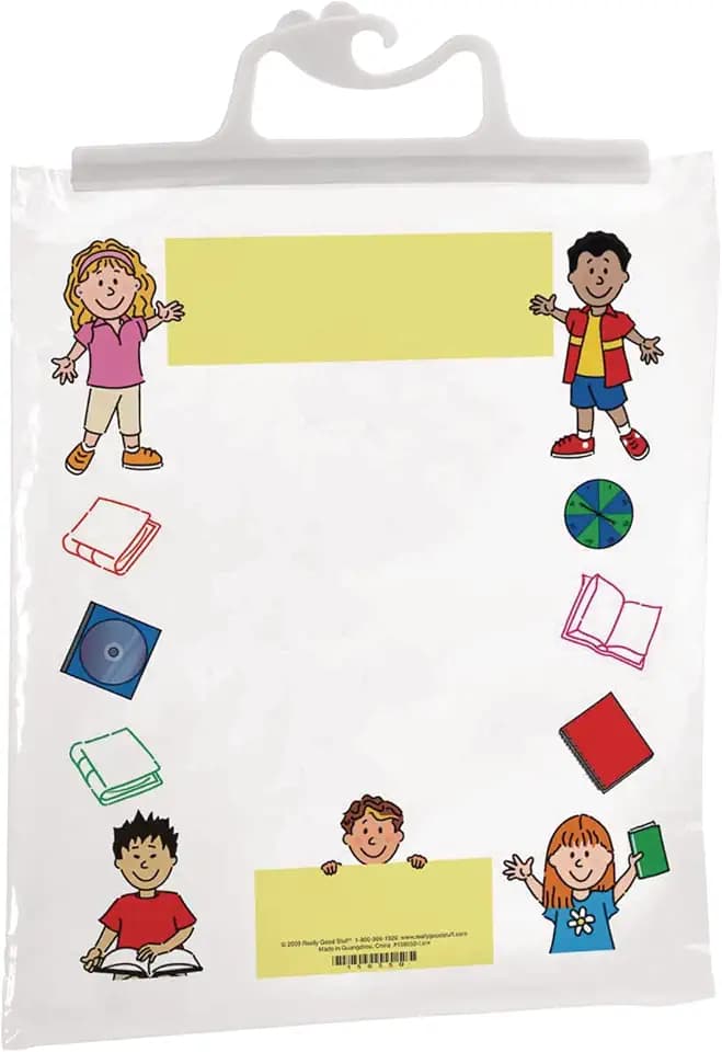 Really Good Stuff Hang-Up Clear Plastic Bags, Set of 12
