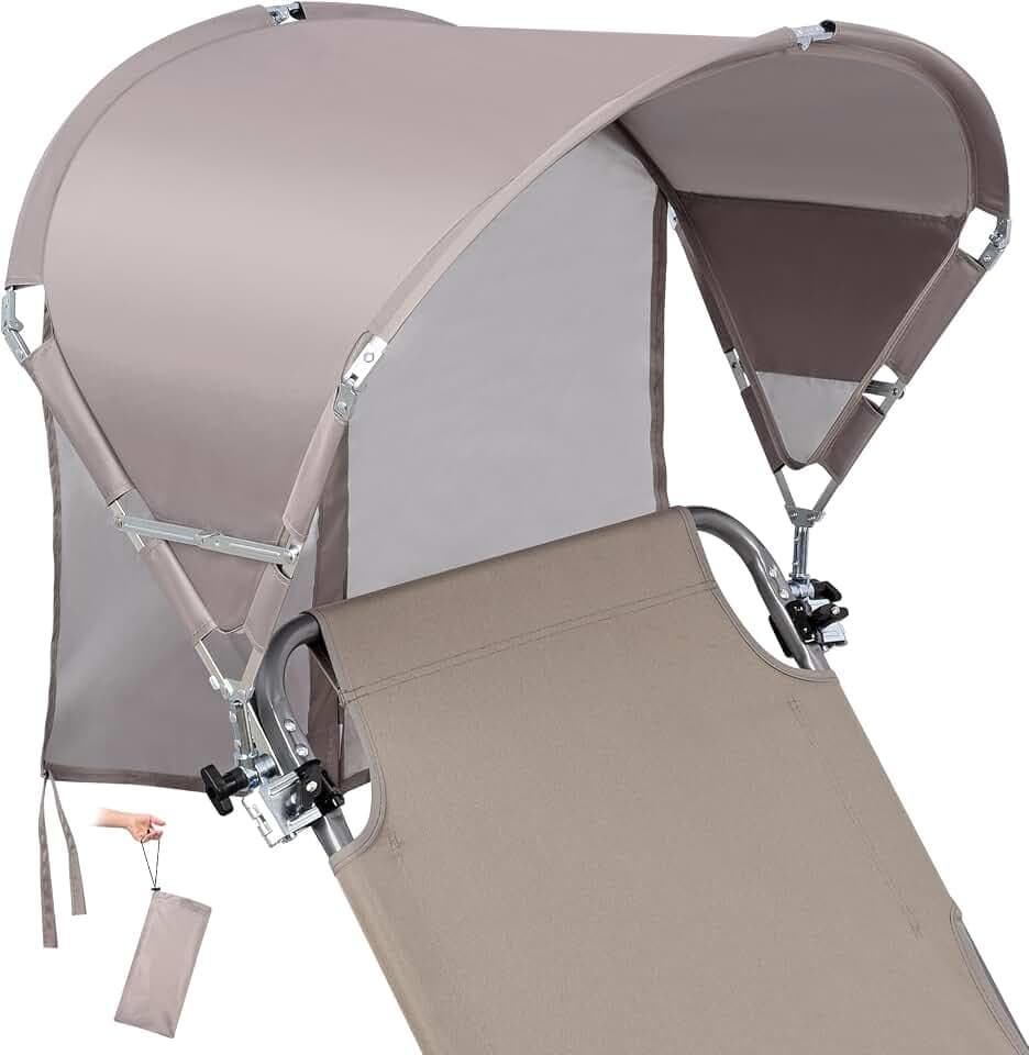 Universal Wind-Resistant Chair Umbrella Canopy, Foldable Portable UPF 50+ Sun Shade Attachment with Adjustable Clamp, Fits Most Beach, Camping, Lawn, Sports, Tanning, Zero Gravity Chairs, Patented