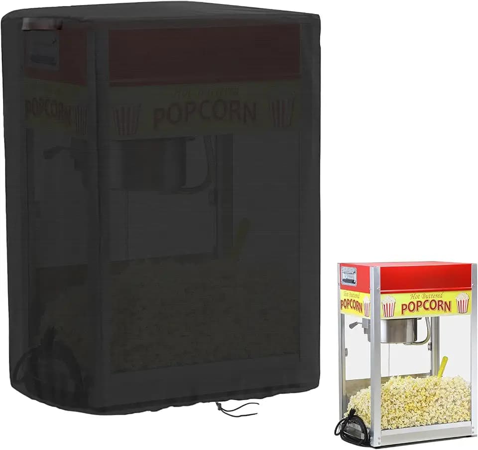 Popcorn Machine Cover Waterproof Dustproof UV Resistant Popcorn Maker Cover 16"L x 18"W x 31"H Black