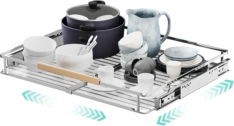 Expandable Pull Out Cabinet Organizer, 17.1-28" W x 22.5" D