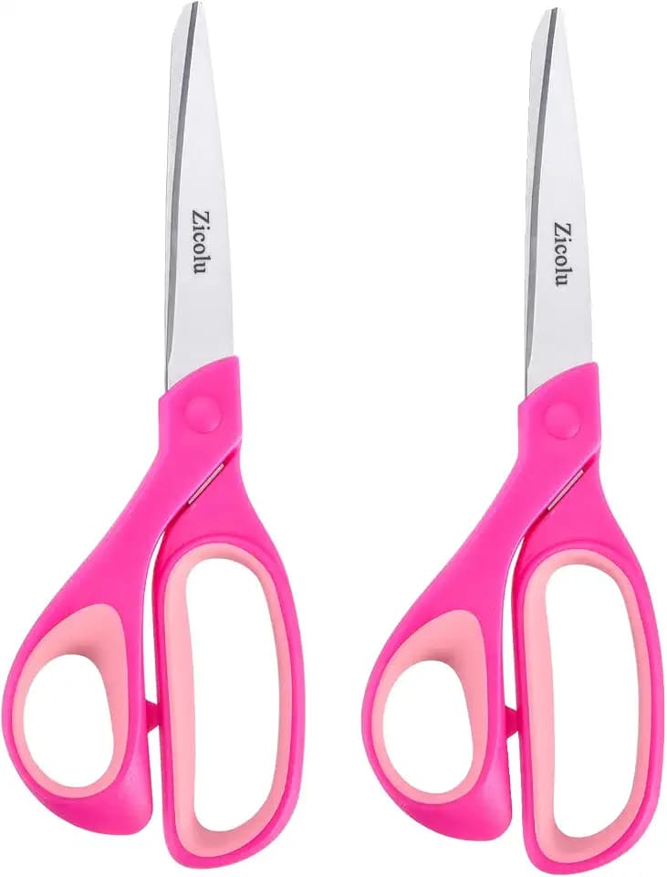 Zicolu Left Handed Scissors Set of 2, 8.5" Lefty Scissors for Arts & Crafts, Office, Sewing, Back to School Supplies, Purple