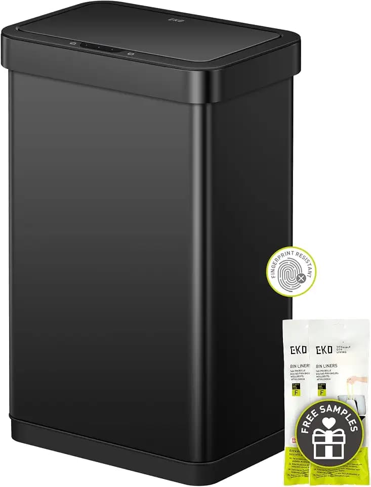 EKO 13.2 Gallon Touchless Motion Sensor Kitchen Trash Can, Matte Black