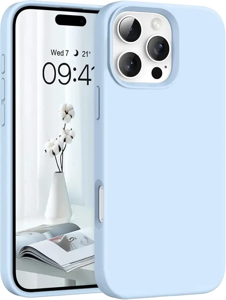 Telaso Magnetic for iPhone 16 Pro Max Case, iPhone 16 Pro Max Liquid Silicone Phone Case Compatible with Magsafe, with Microfiber Lining Protective Soft Phone Case for iPhone 16 Pro Max, Light Blue