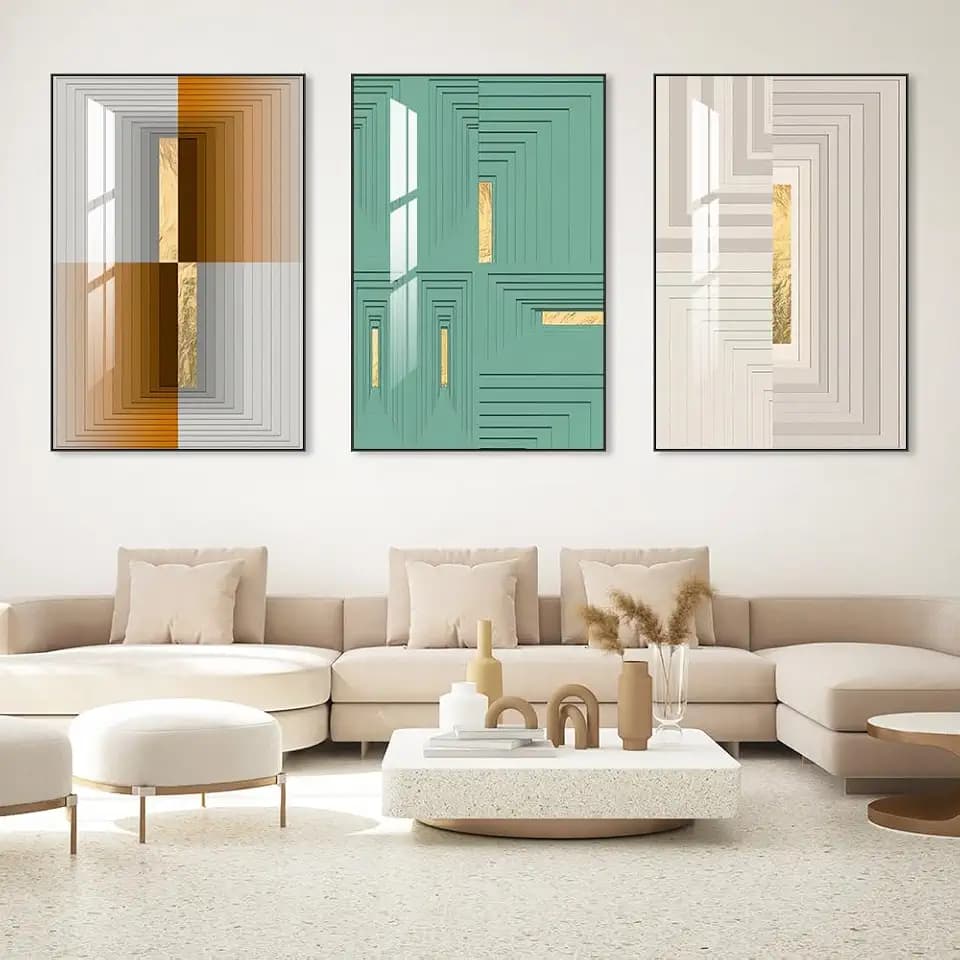 Wall Art for Living Room Bright Style Minimalist Wall Art Decor for Bedroom 3 Pieces Modern Abstract Canvas Prints Poster Picture Framed Paintings for Wall Decorations