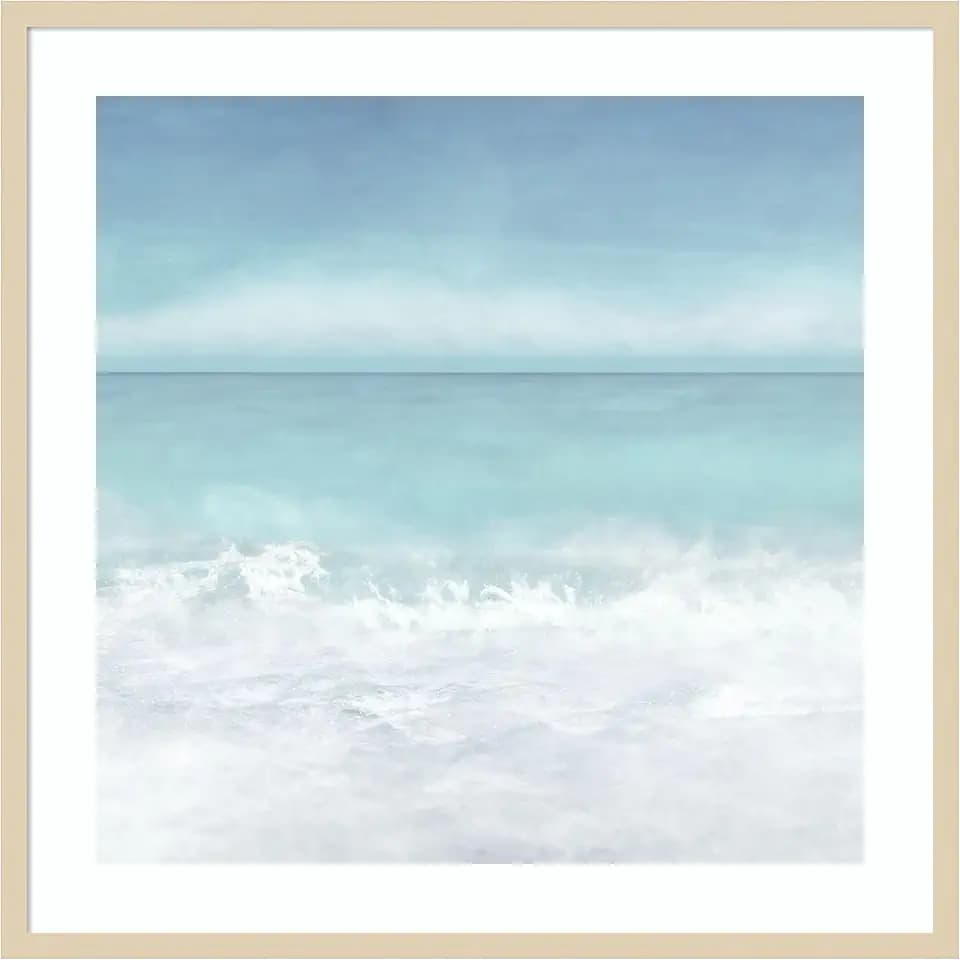 Amanti Art Framed Wall Art, Beach Print, Blue Living Room Decor