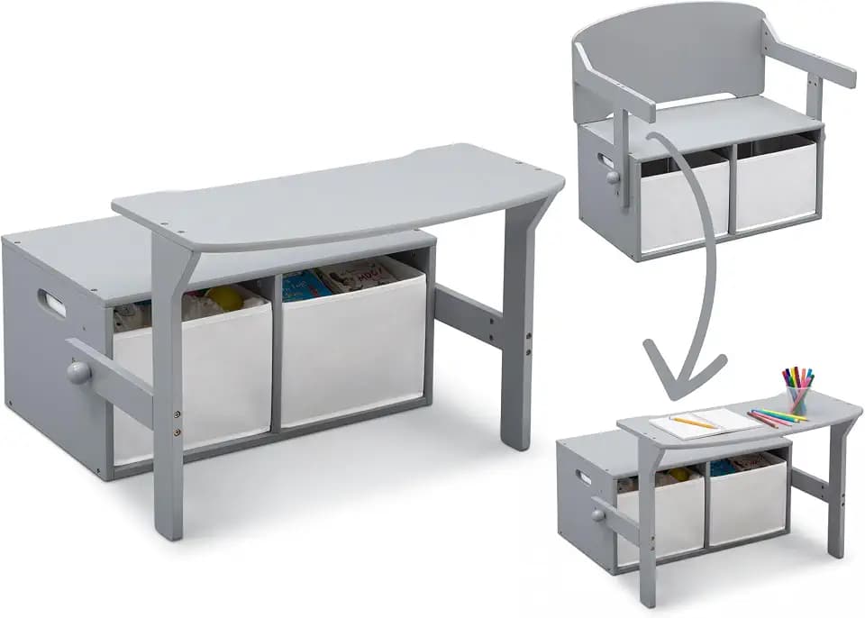 Delta Children MySize Kids Convertible Activity Bench - Greenguard Gold Certified, Grey