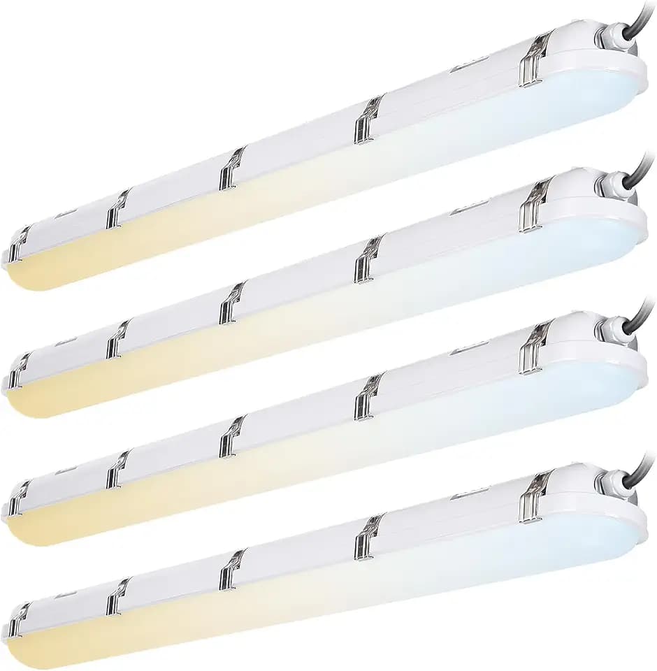 LEONLITE 4-Pack 3CCT 4FT LED Vapor Tight Light, IP65, 70W/60W/50W 9100LM