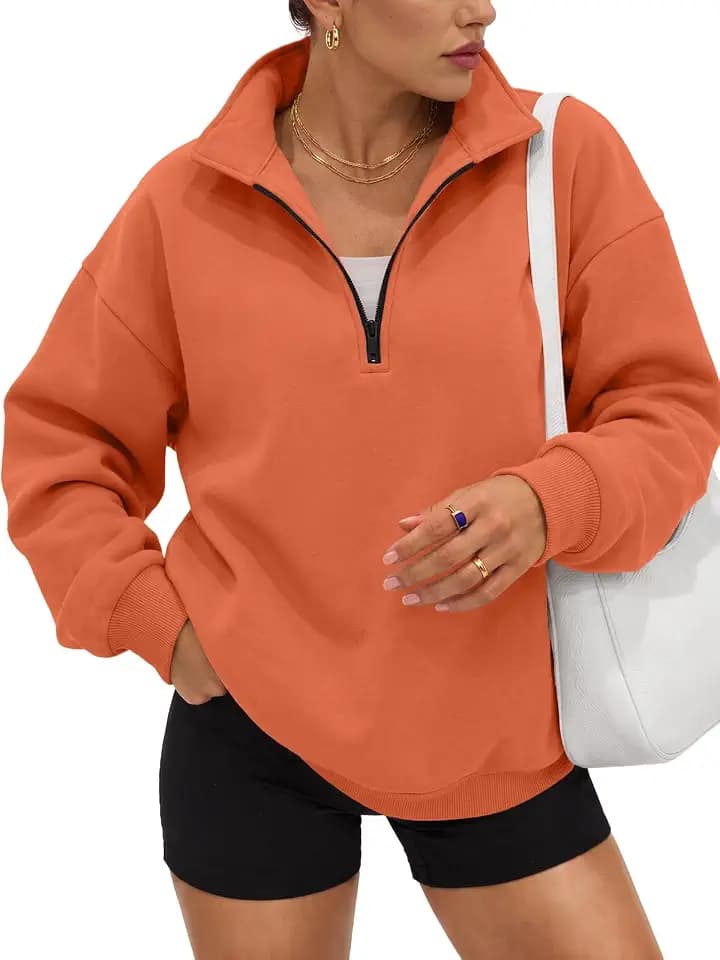 Trendy Queen Women's Oversized Sweatshirts Half Quarter Zip Fleece Sweaters