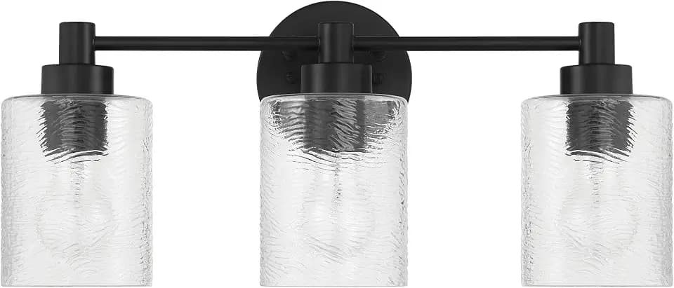 Craftmade - Lyndsey 20.25 in. 3 Light Vanity Bar in Flat Black Finish with Clear Textured Glass