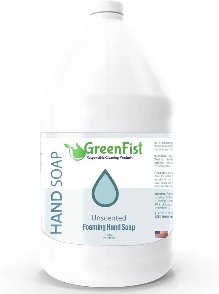 GreenFist Foaming Hand Soap Refills Unscented Jug Foam Refill Made in USA, 128 ounce (1 Gallon)
