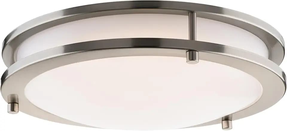 Builder Essential Axis LED 14in Round Flush Mount 20W 1,500 Lumens with 5-CCT Selectability 2700-3000-3500-4000-5000K in Brushed Nickel