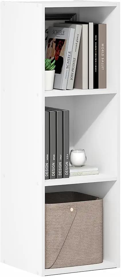 Furinno LUDER Book Shelf, 3-Cube Bookshelf, Bookcase, White
