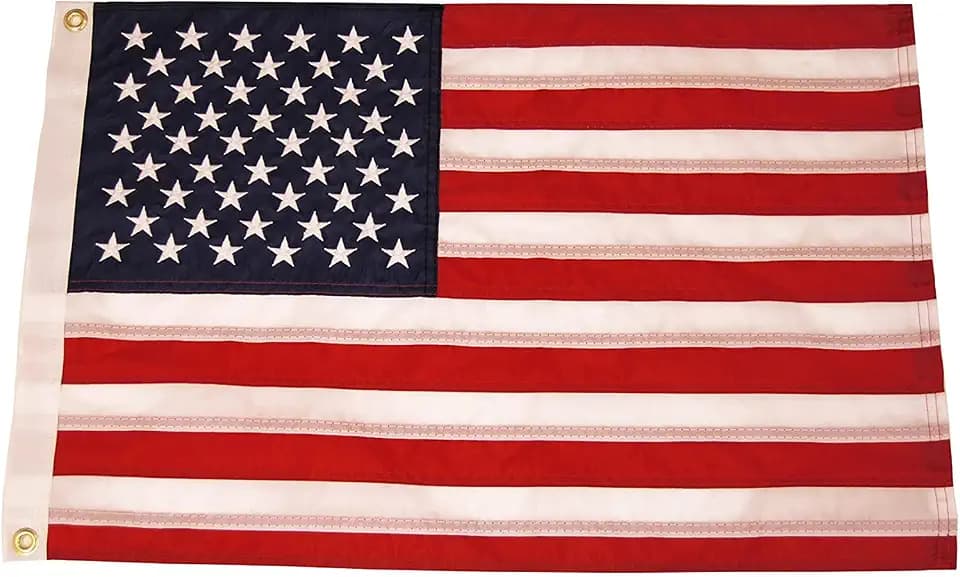 Taylor Made Sewn American Flag for Boats, 12" x 18", Marine-Grade Nylon, Fade Resistant, Brass Grommets, Embroidered Stars and Stripes, Flag only - 2020109194