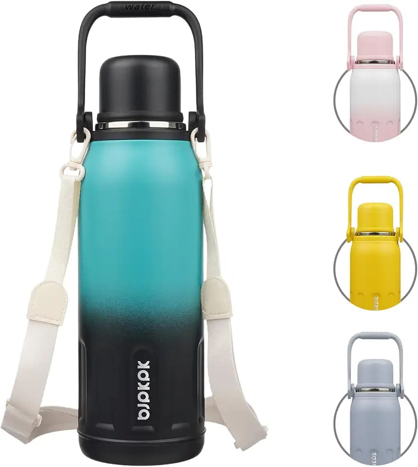 BJPKPK Stainless Steel Insulated Bottle with Handle & Strap, 50oz