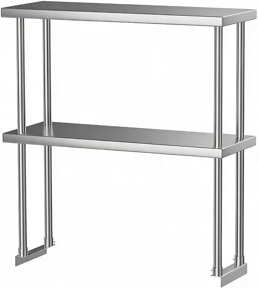 Garvee 2-Tier Stainless Steel Overshelf, Commercial Prep Table Shelves