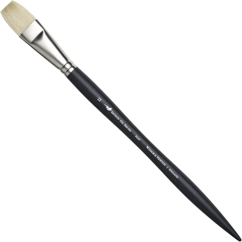 Winsor & Newton Artists' Oil Hog Paint Brush, Long Handle Size 12, Flat