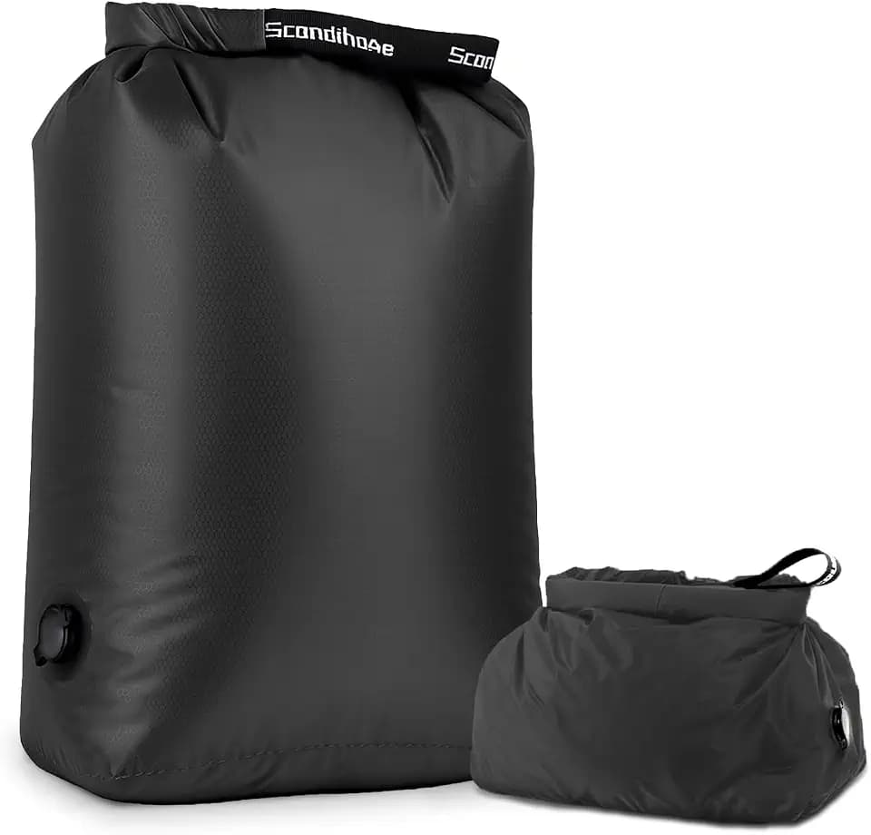 Travel Laundry Bag, Pump-Free Vacuum Compression Dirty Clothes Bag, Small Reusable Waterproof & Washable Laundry Bag, Wet and Dry Bag, Ideal for Suitcases, Road Trip Essentials (1 Pack) Black