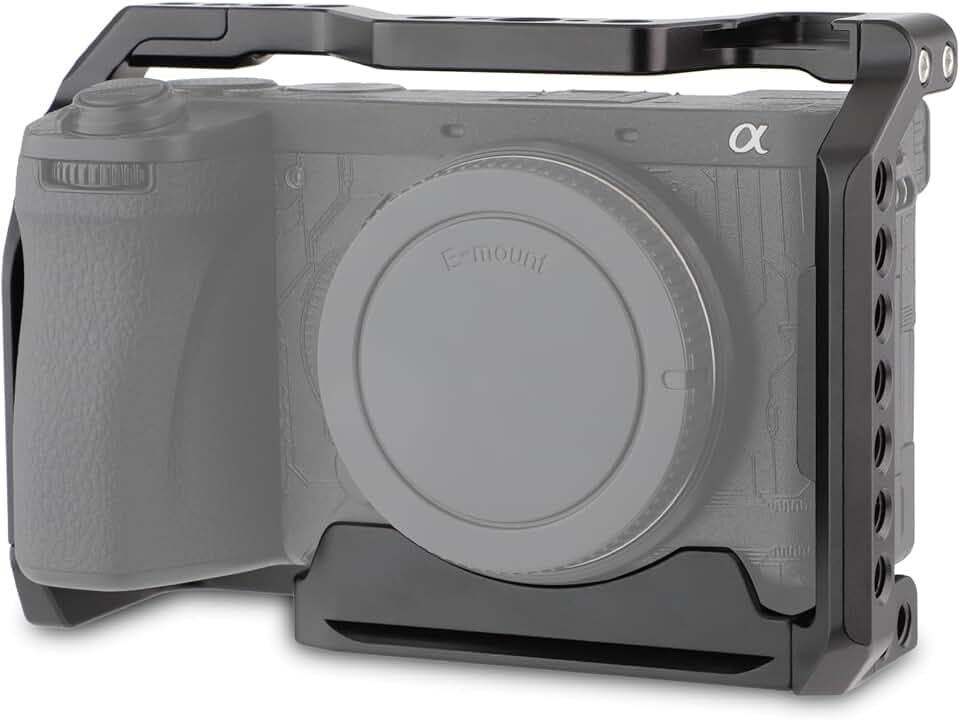 Leftfoto A6700 Kamerakäfig mit Arca-Basis & integrierter Schnellwechselplatte für Sony a6700 – langlebiges Schutzrahmen-Rig mit ARRI-Gewinden für Arca-Typ-Montage
