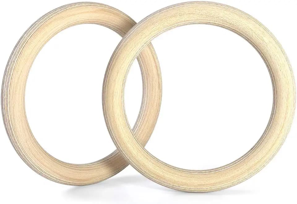 Double Circle Wood Gymnastic Rings (Rings Only) and Exercise Videos Guide