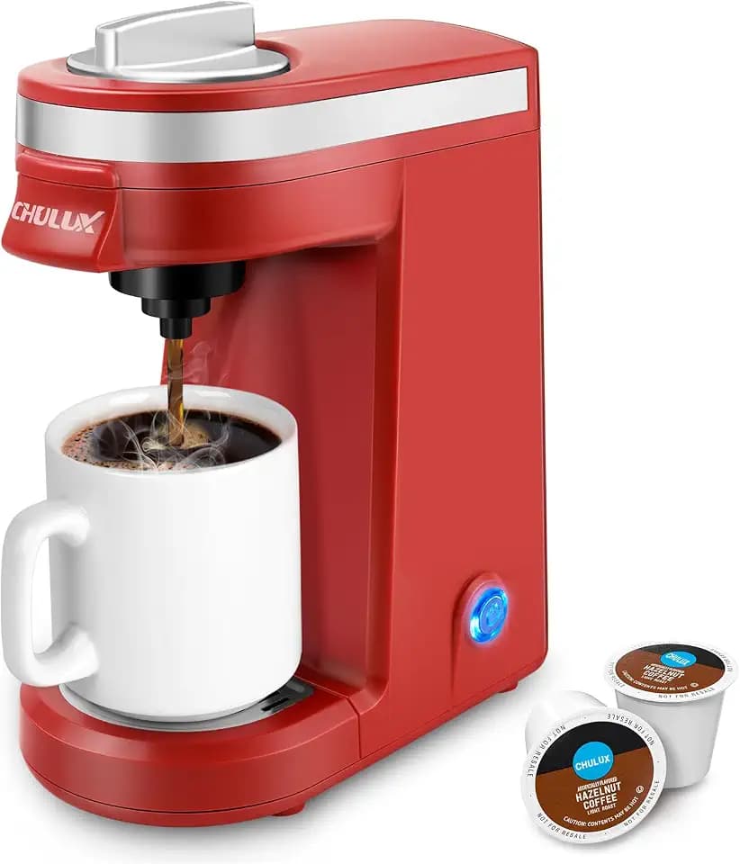 CHULUX Mini Single Cup Coffee Maker for K Pod, Perfect for Small Space, Red