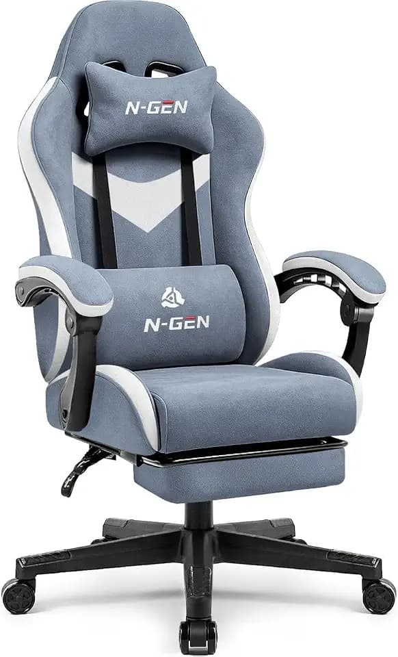 N-GEN GAMING Gaming Chair, Lumbar Support with Breathable Fabric, Blue