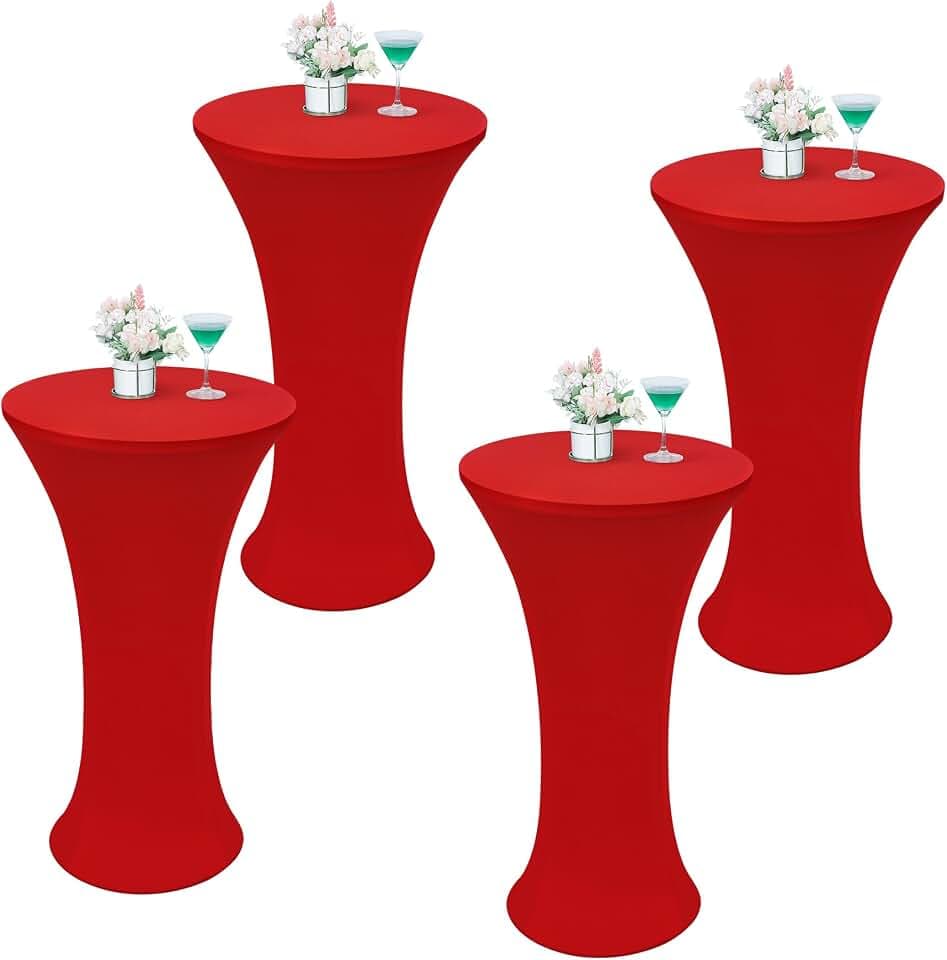 Wolkemer 4PCS 24x43 Inch Fitted Cocktail Tablecloth, Cocktail Table Cover