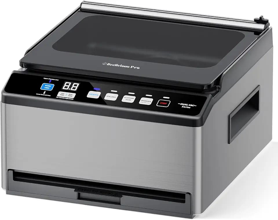 DualCore CVS101 Chamber Vacuum Sealer for Liquids & Sous Vide, 6L Dual Vacuum Zones & Extra-Wide Bag Clamp, 230W Dual-Core Dry Pump x4, Commercial-Grade Food Packaging Machine for Home Use