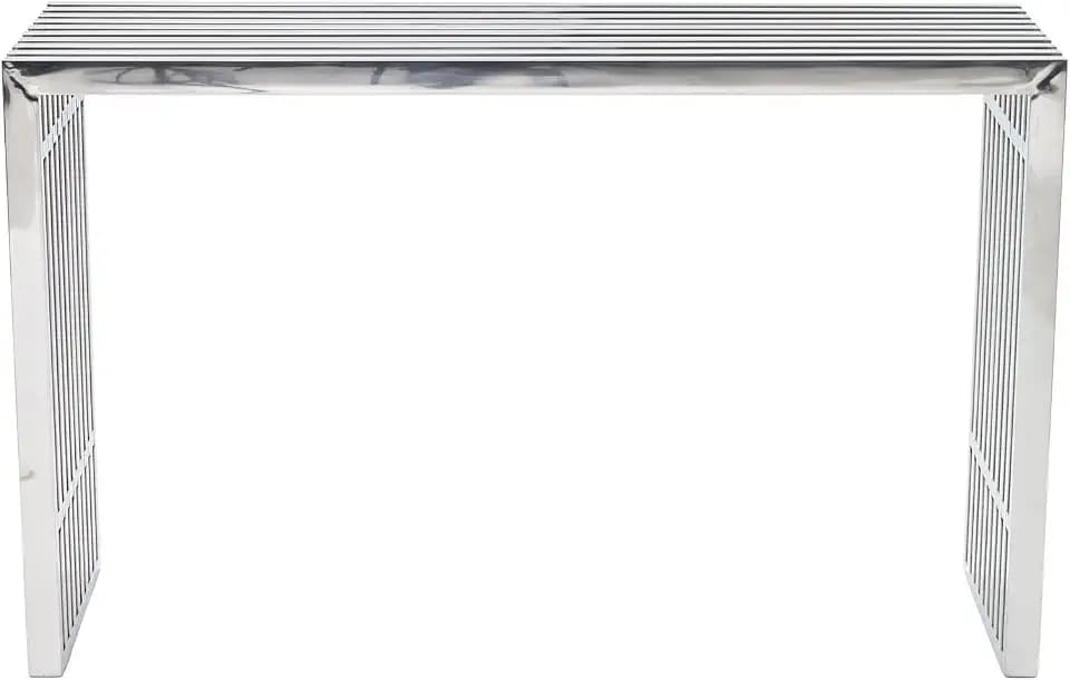 Modway Gridiron Contemporary Modern Stainless Steel Console Table, Silver